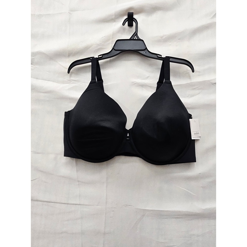 Auden Womens Lightly Lined Full Coverage Bra Black Nylon Blend Casual Size 44DDD